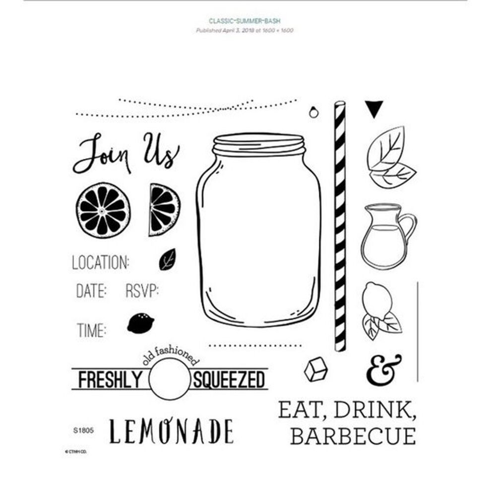 CLOSE TO MY HEART Classic Summer-Bash Stamp Set Lemonade Summer Mason Jar BBQ